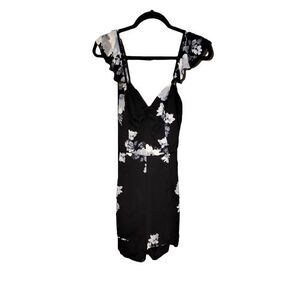 Charlotte Russe Black Floral Tie-Back Romper Size S